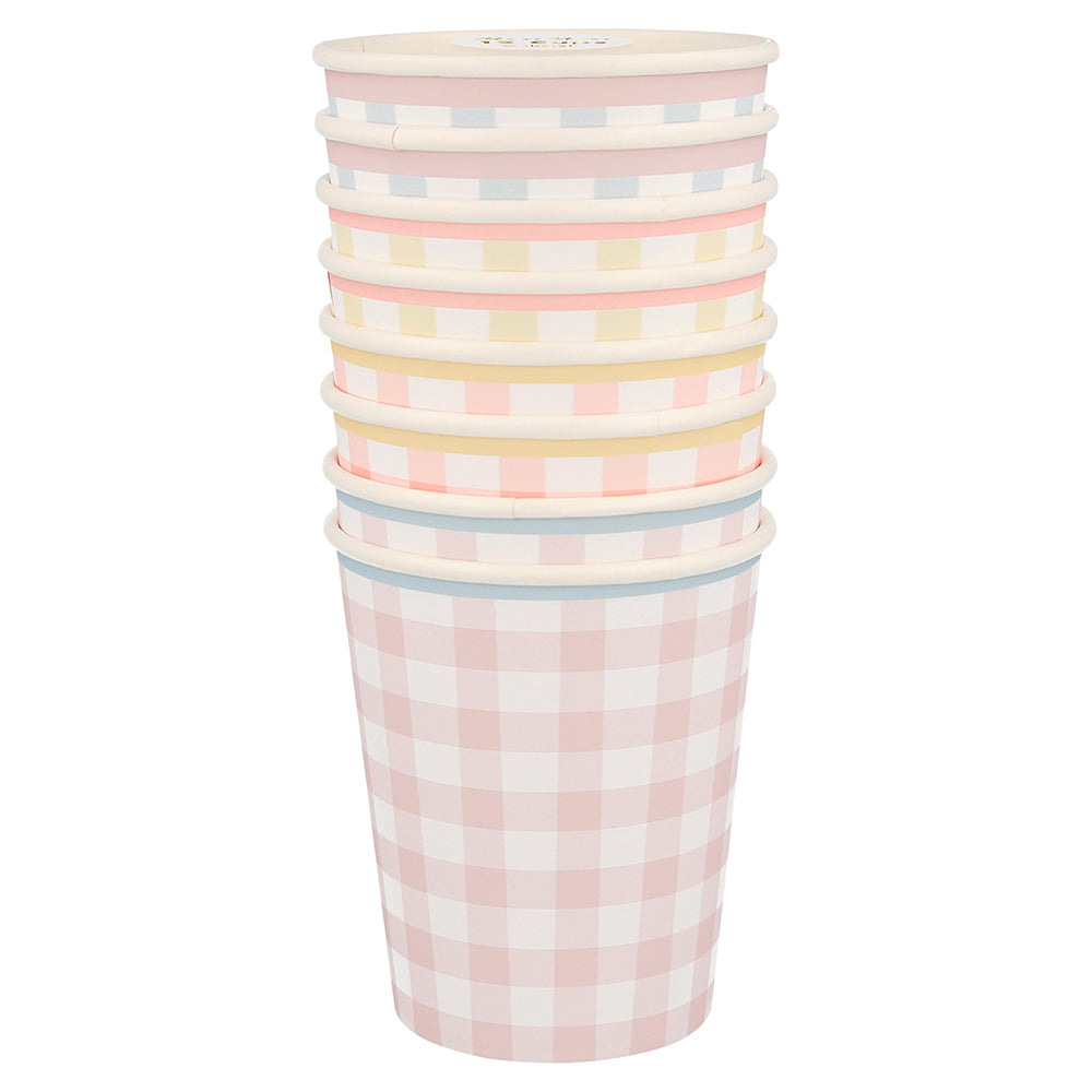 Vasos cuadrillé pastel 4 colores