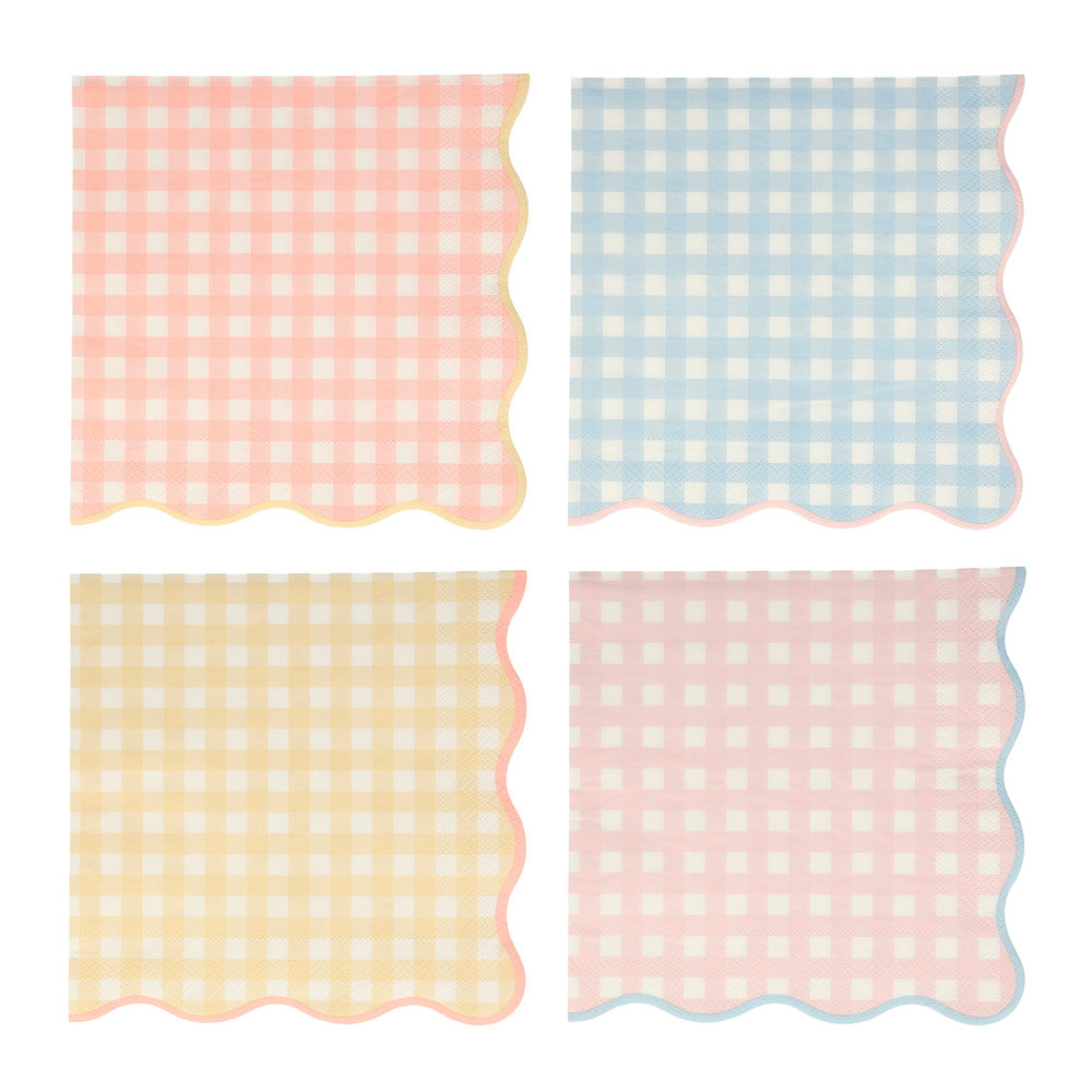Servilletas cuadrillé pastel - grandes