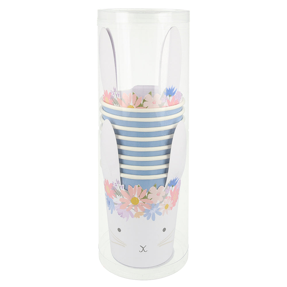 Vasos con funda de conejos florales