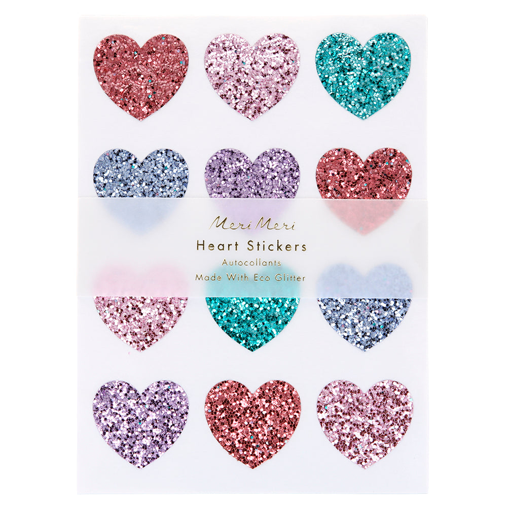 Hojas de stickers - corazones glitter