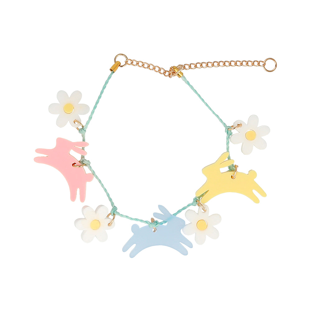 Pulsera - conejos y margaritas