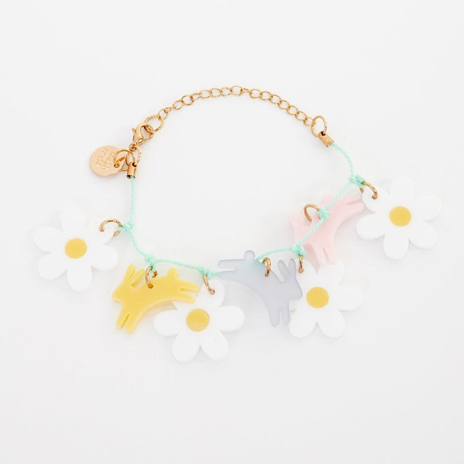 Pulsera - conejos y margaritas