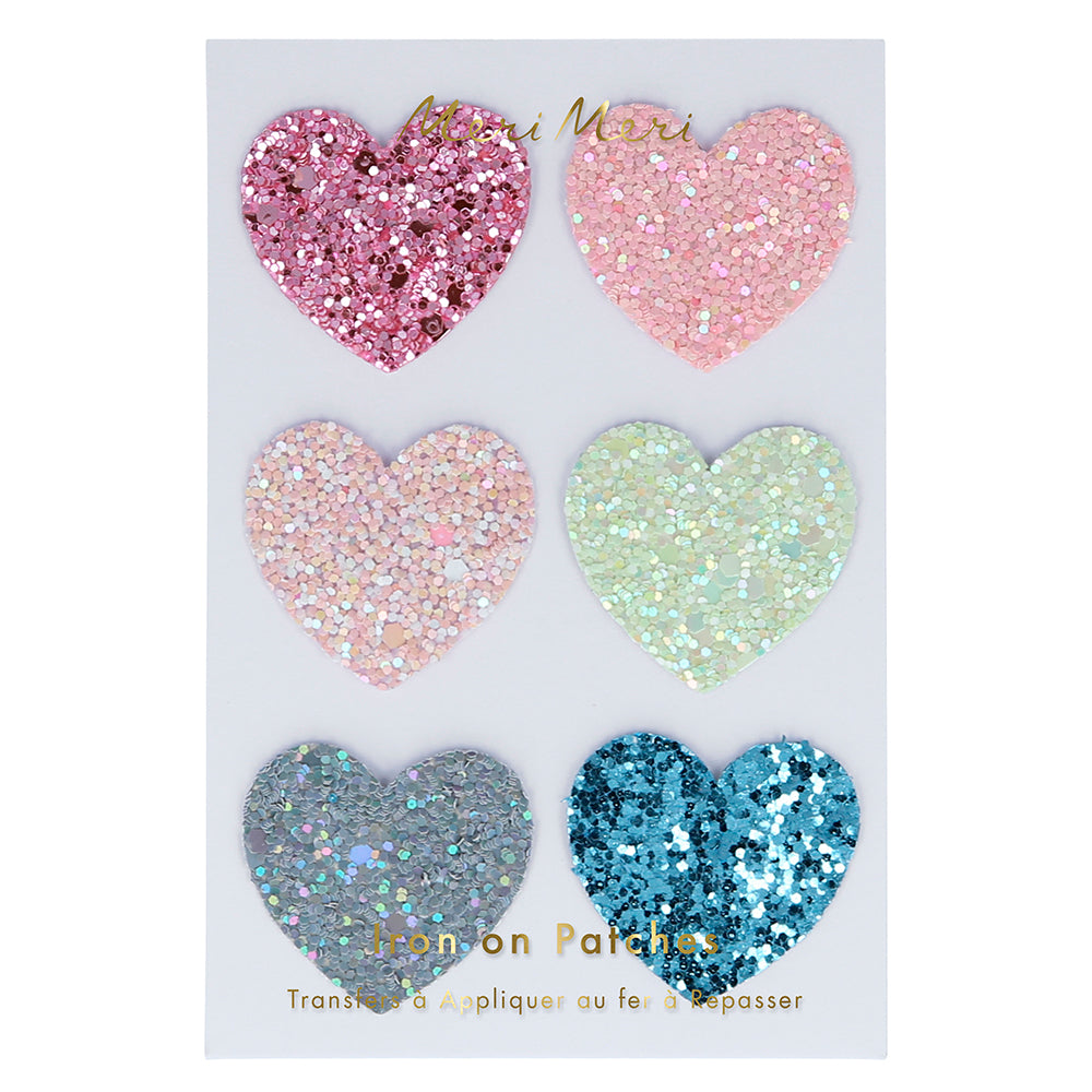 Parches para la ropa - corazones glitter