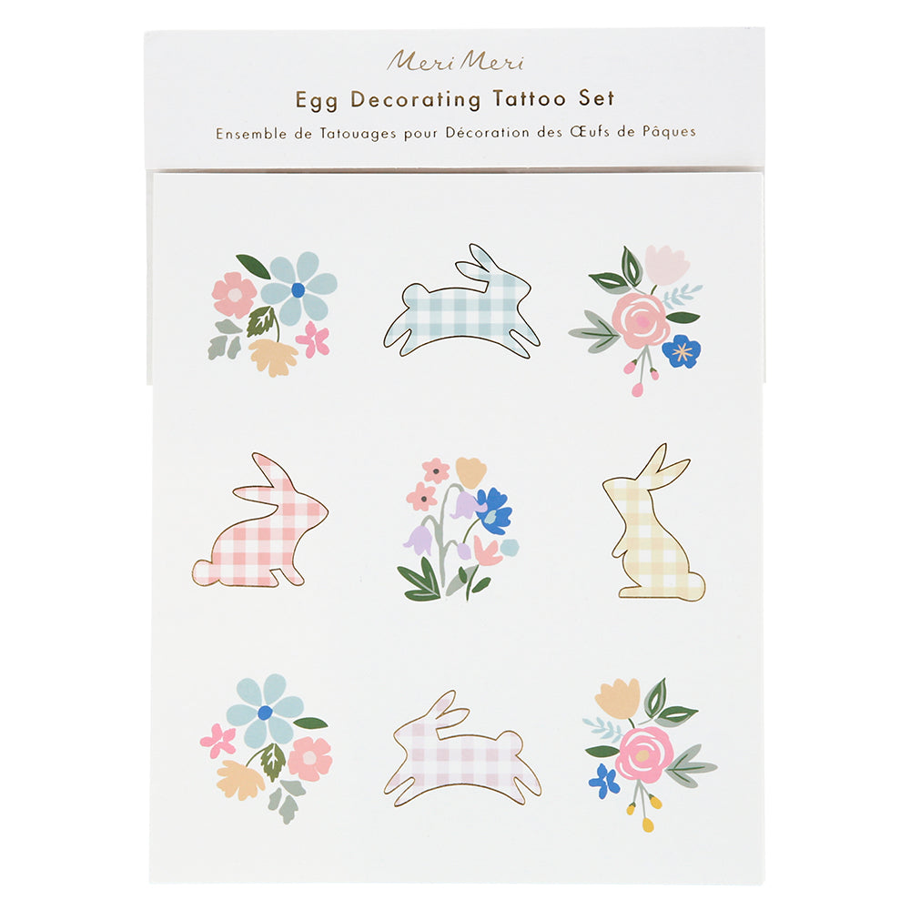 Tatuajes para decorar huevos de Pascua - conejos cuadrillé