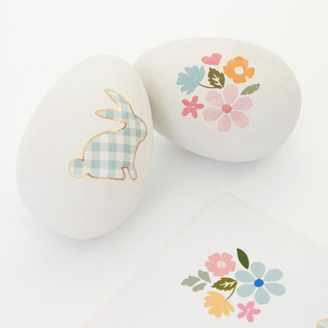 Tatuajes para decorar huevos de Pascua - conejos cuadrillé