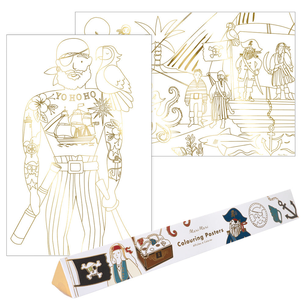 Posters para pintar - piratas (2 hojas)