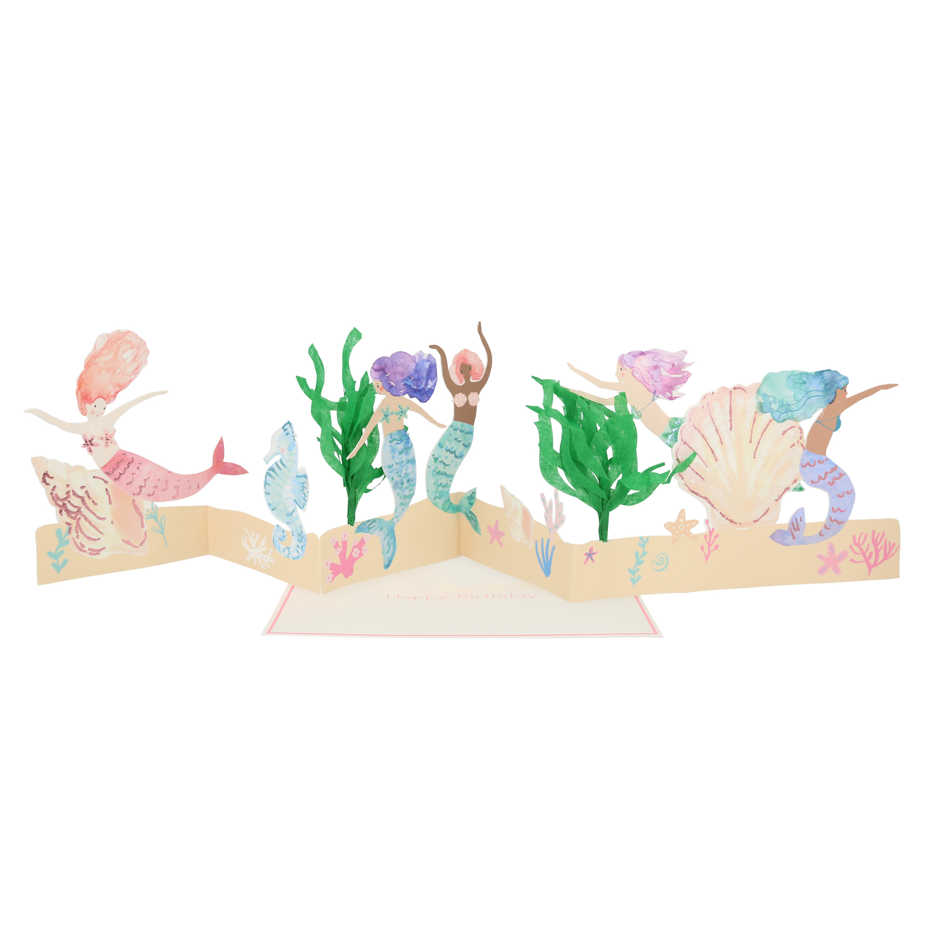 Tarjeta - acordeón sirenas (happy birthday)