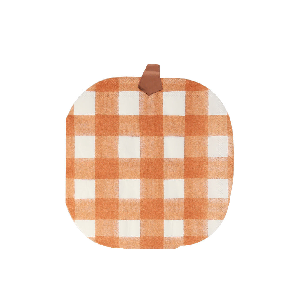 Servilletas con forma de calabaza cuadrillé