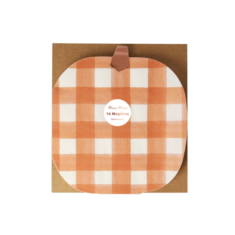 Servilletas con forma de calabaza cuadrillé