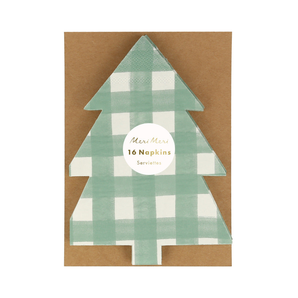Servilletas con forma de árbol cuadrillé