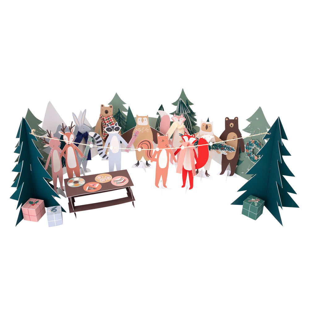 Calendario de adviento - escena del bosque de papel