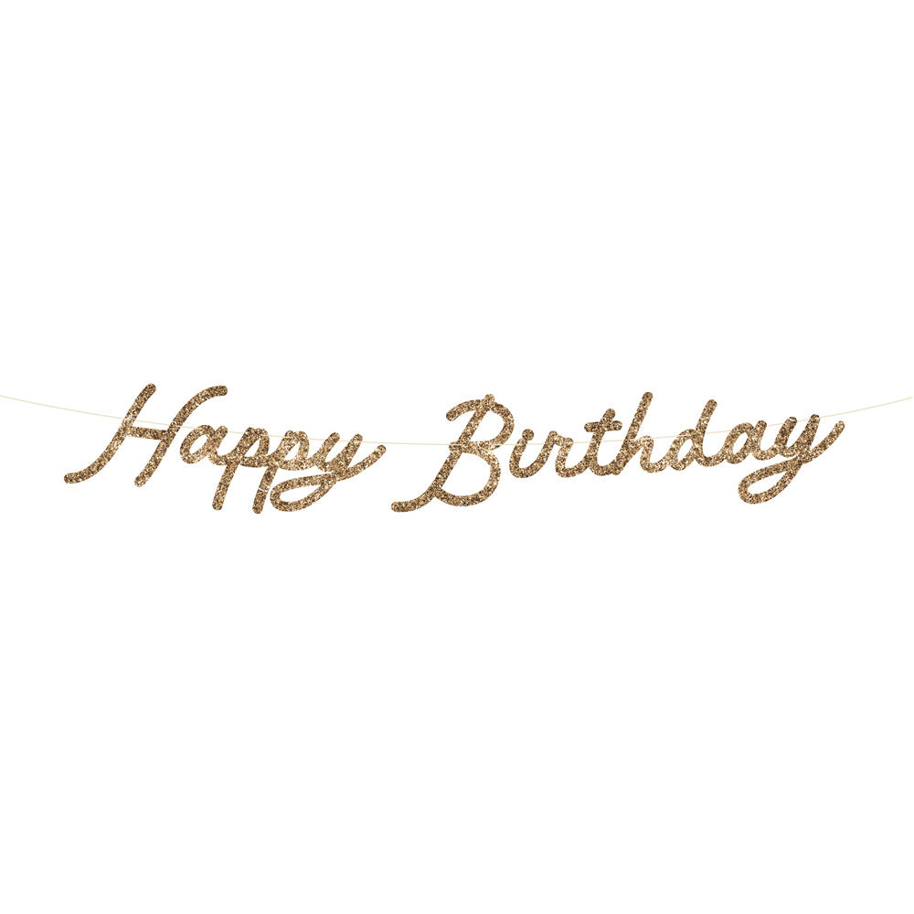 Guirnalda Happy Birthday manuscrita - dorado
