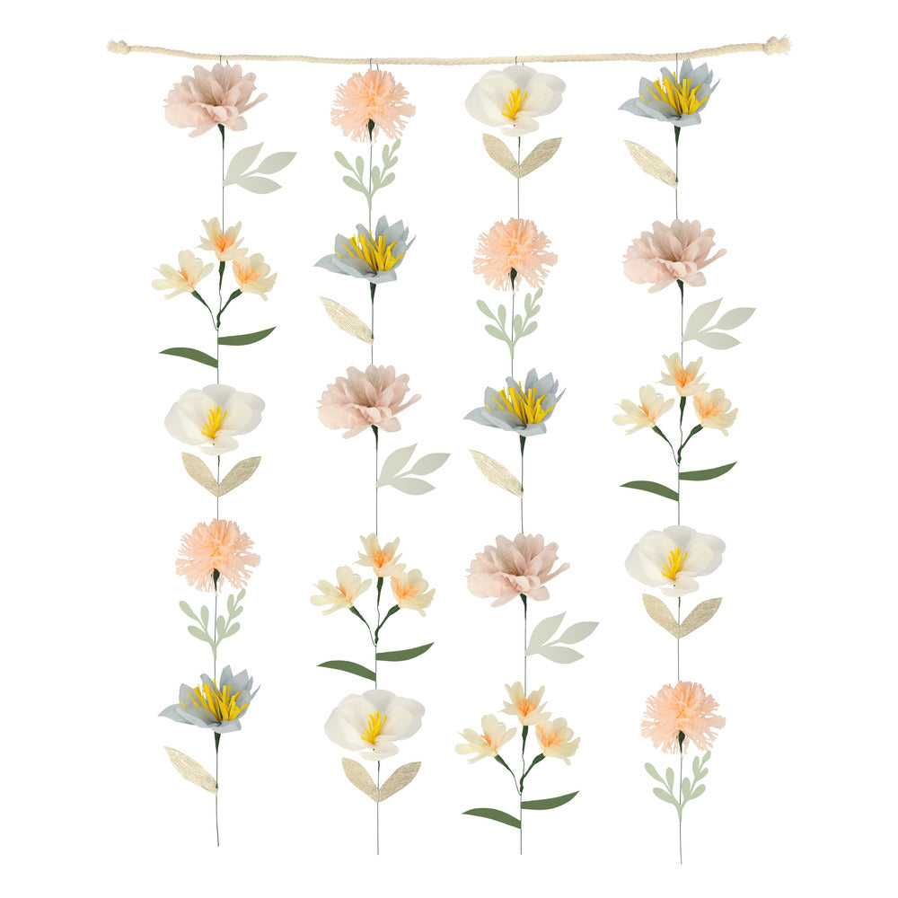 Mural de flores colgantes - colores pastel