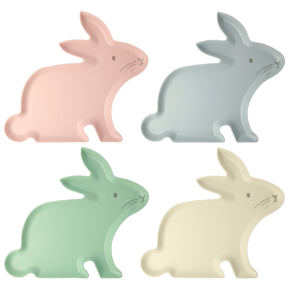 Platos de fibra de bambú con forma de conejo