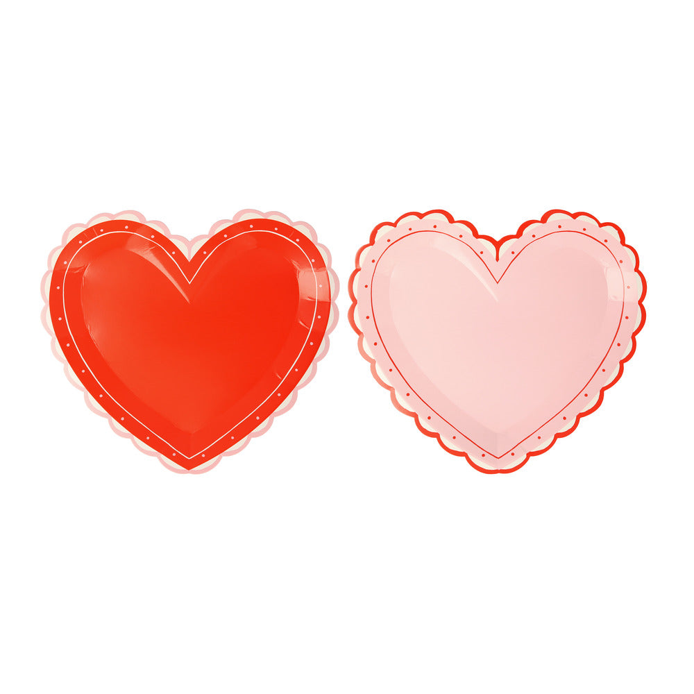 Platos con forma de corazón y orilla de encaje - pequeños