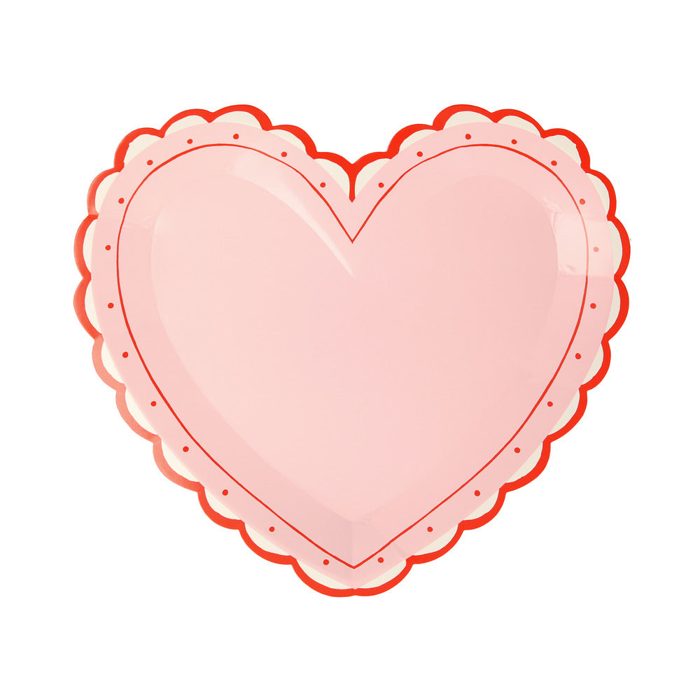 Platos con forma de corazón y orilla de encaje - pequeños