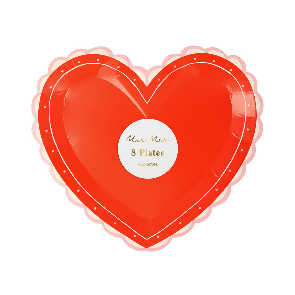 Platos con forma de corazón y orilla de encaje - pequeños