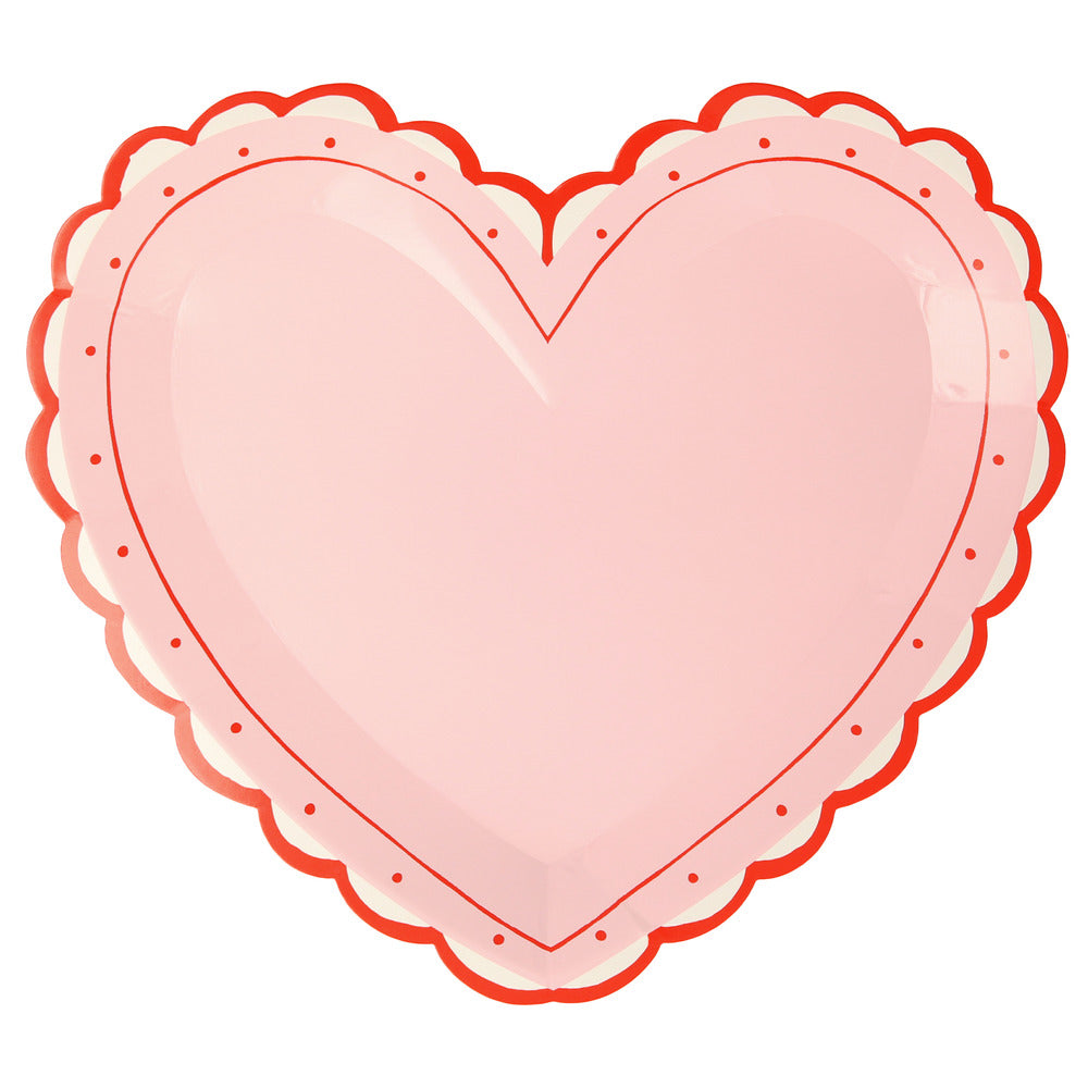 Platos con forma de corazón y orilla de encaje - grandes