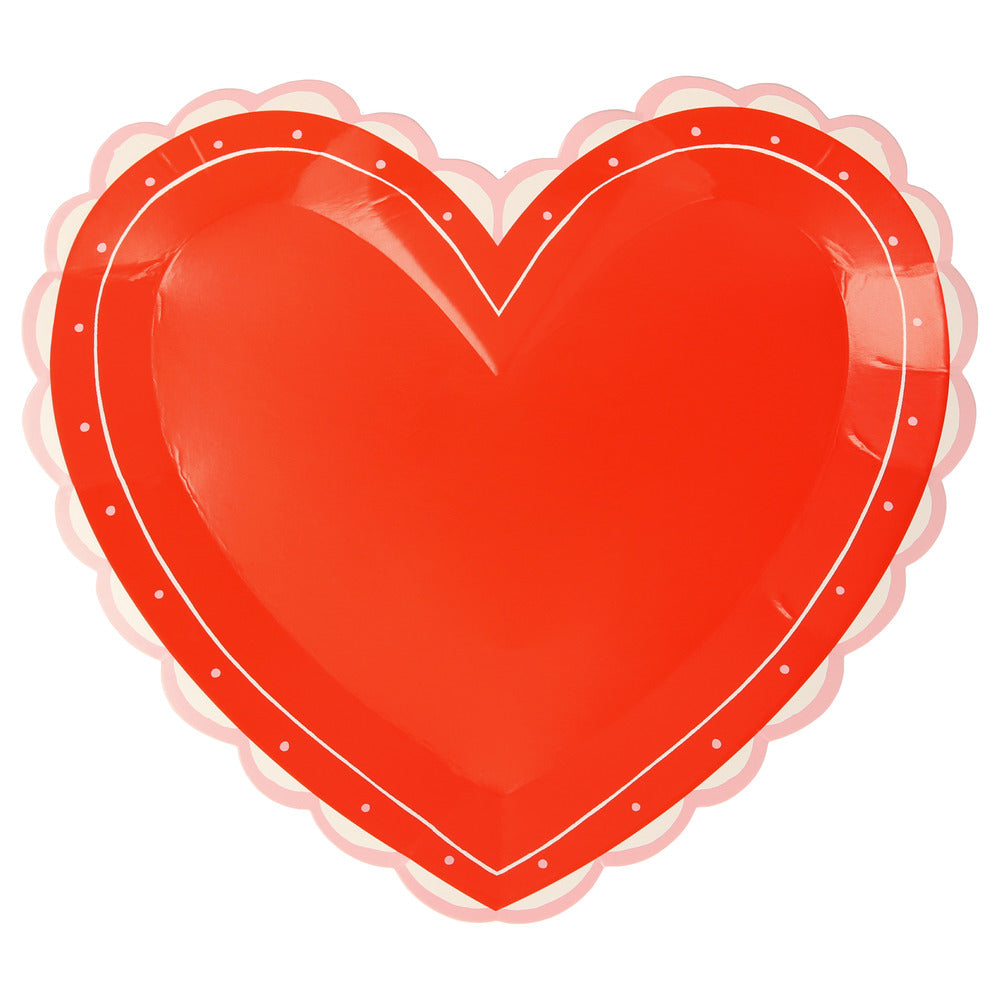 Platos con forma de corazón y orilla de encaje - grandes