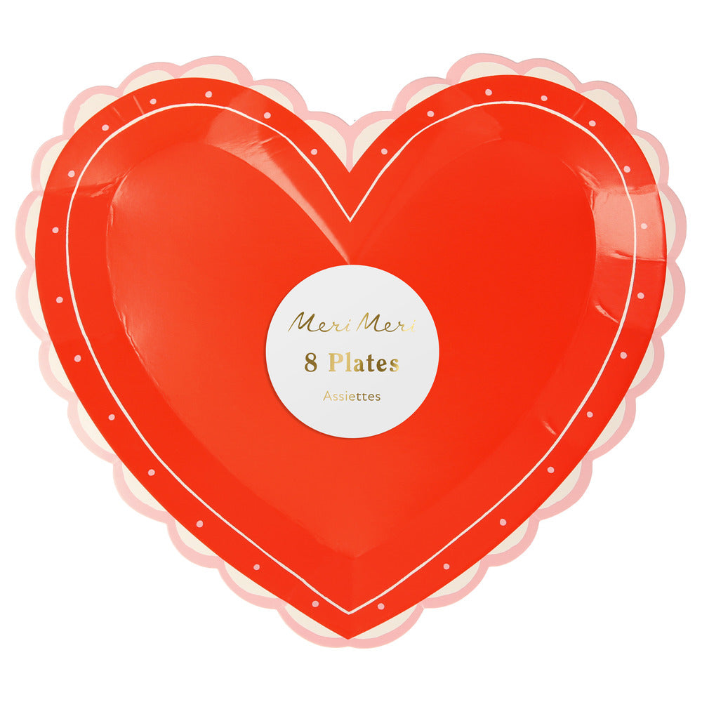 Platos con forma de corazón y orilla de encaje - grandes