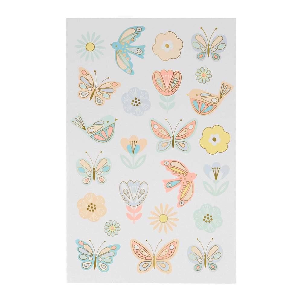 Hojas de tatuajes - pájaros y flores (2 hojas)