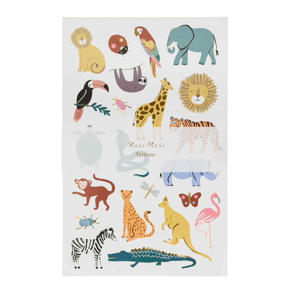 Hojas de tatuajes - animales de la jungla (2 hojas)