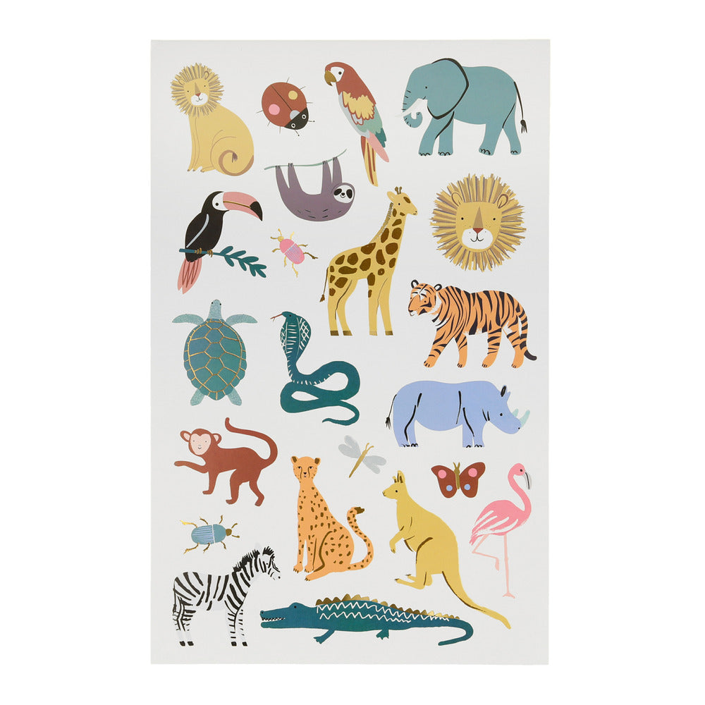 Hojas de tatuajes - animales de la jungla (2 hojas)
