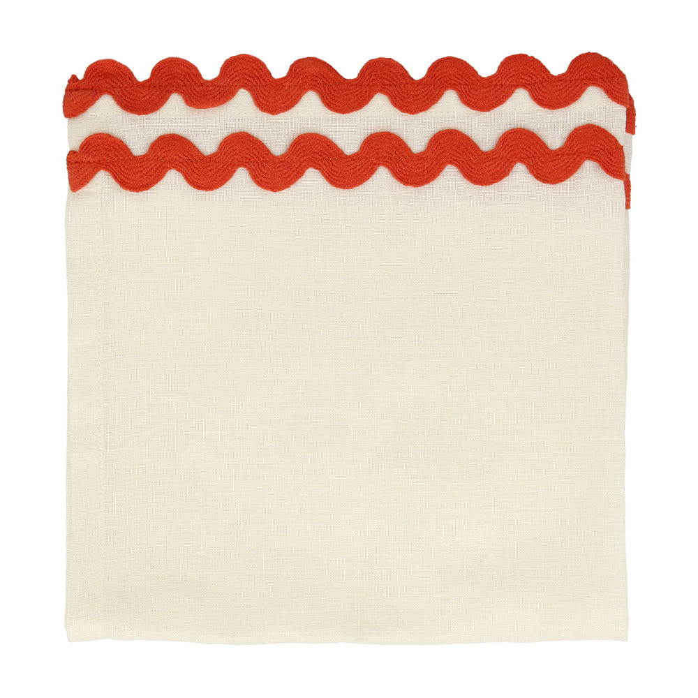 Servilletas de tela - lino crudo con orilla multicolor