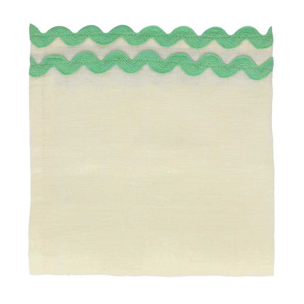 Servilletas de tela - lino crudo con orilla multicolor