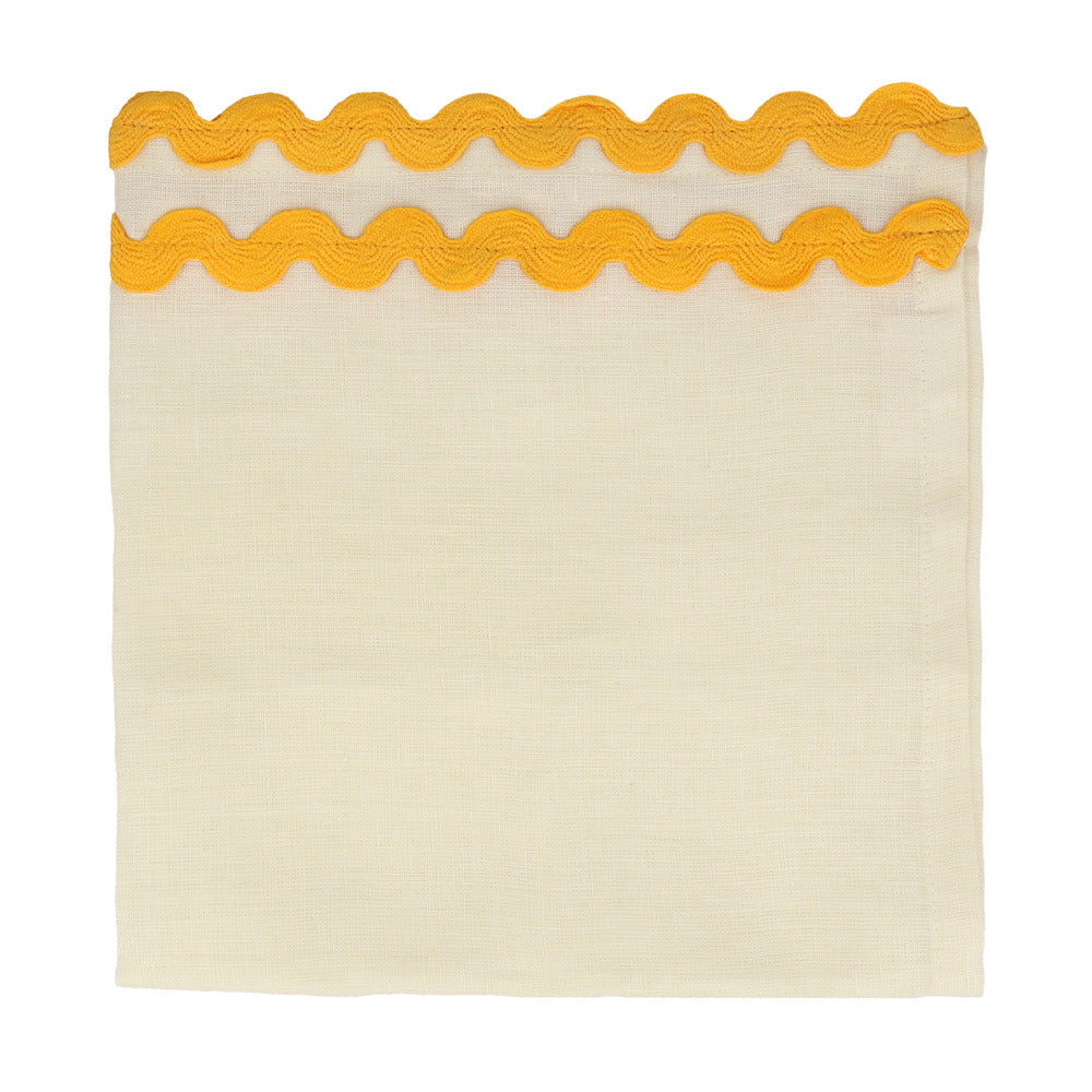 Servilletas de tela - lino crudo con orilla multicolor
