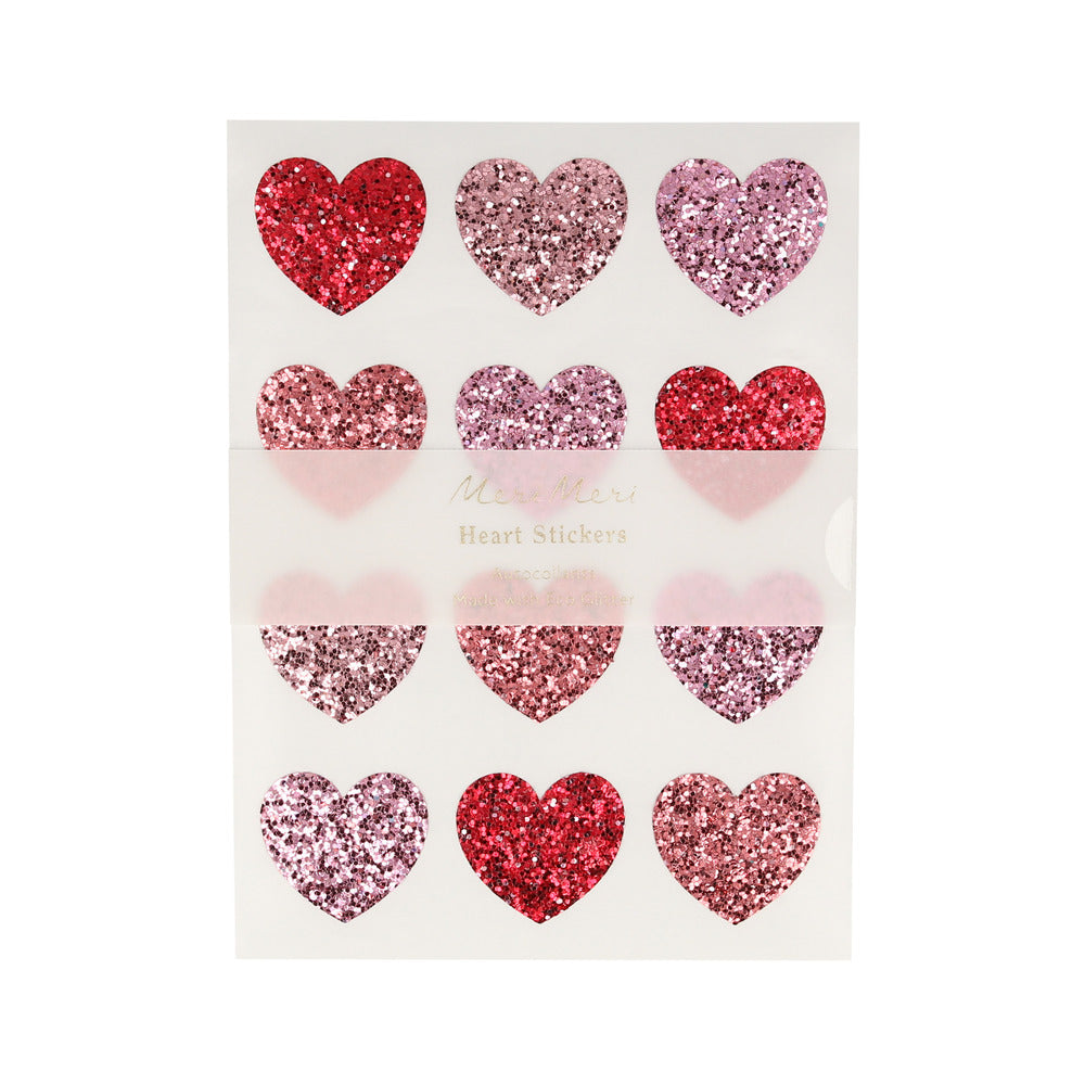 Hojas de stickers - corazones glitter rosados