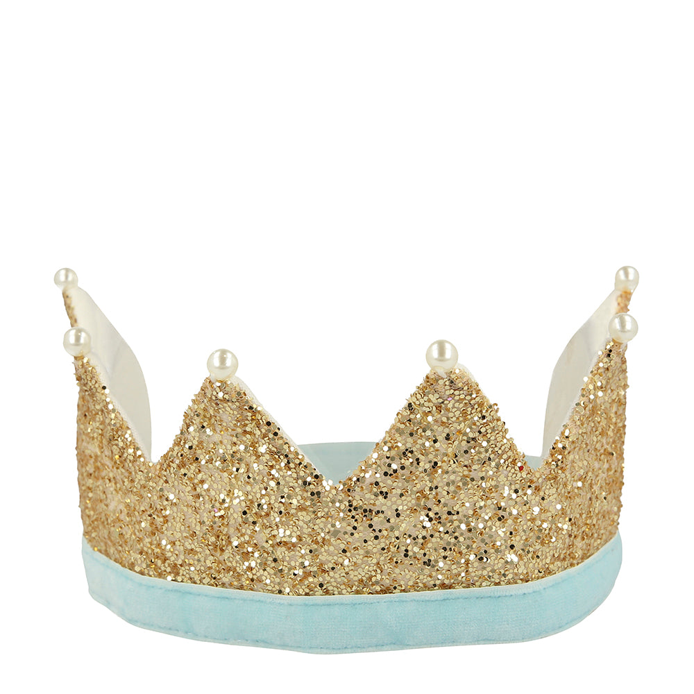 Corona - glitter dorado con perlas