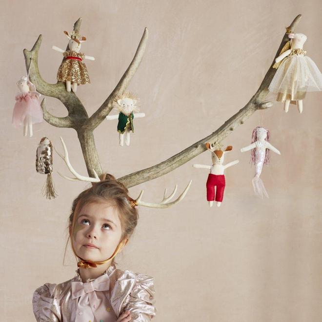 Adorno para el árbol - Angel ratón dorado