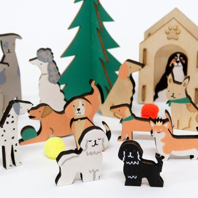 Calendario de adviento - perros de madera