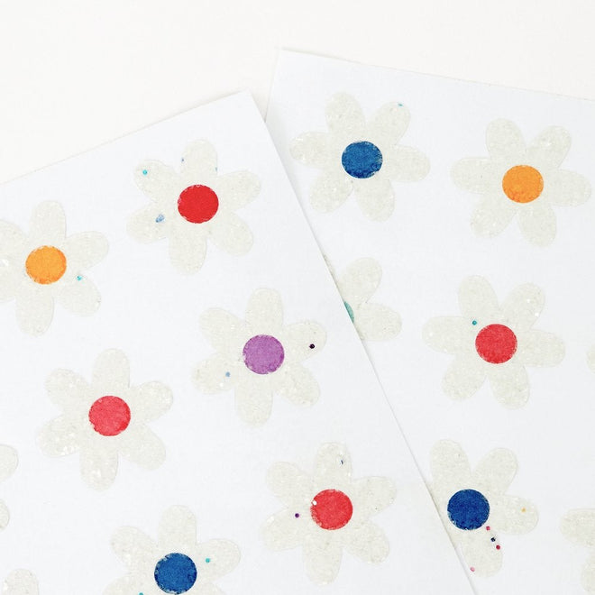 Hojas de stickers - margaritas glitter