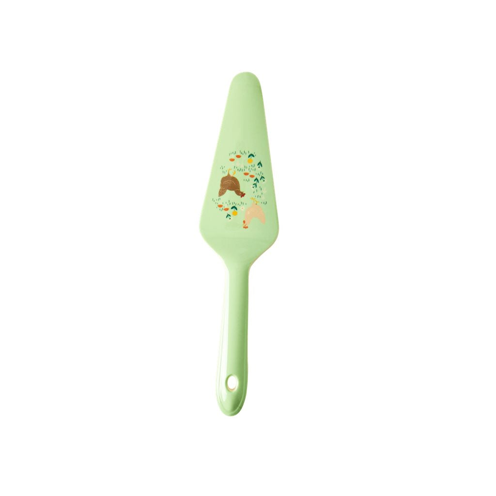 Paleta de torta - gallinas sobre fondo verde