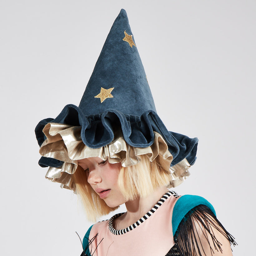 Gorro de bruja de terciopelo - azul