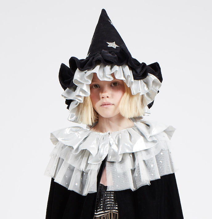 Gorro de bruja de terciopelo - negro