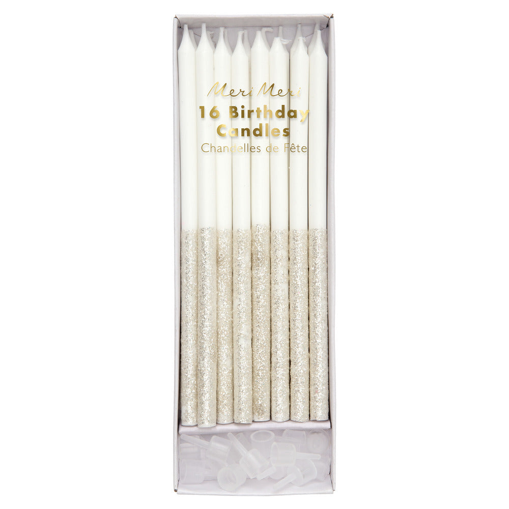 Velas base glitter - plateado