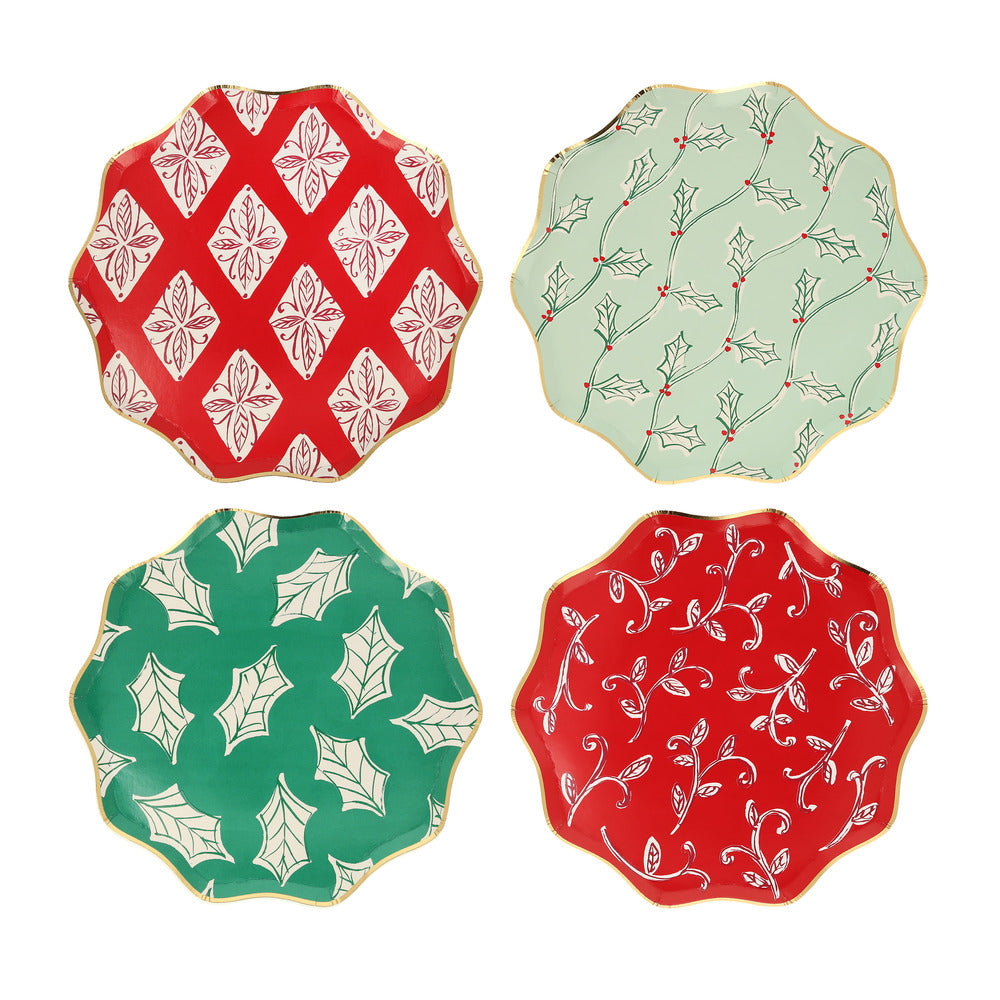 Platos block print Navidad - medianos