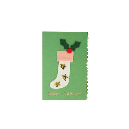 Kit para tarjetas de Navidad con stickers de fieltro (8 tarjetas)