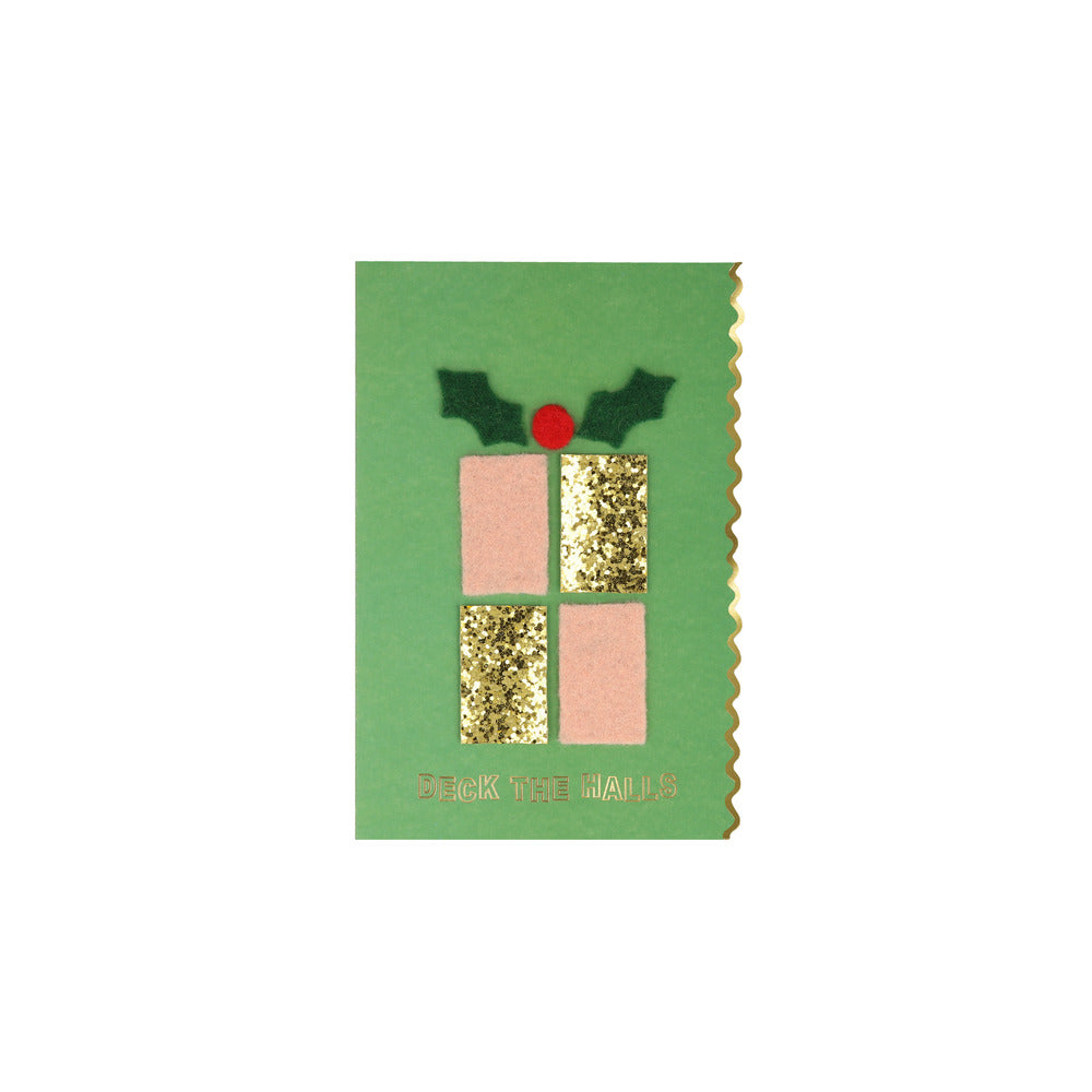 Kit para tarjetas de Navidad con stickers de fieltro (8 tarjetas)