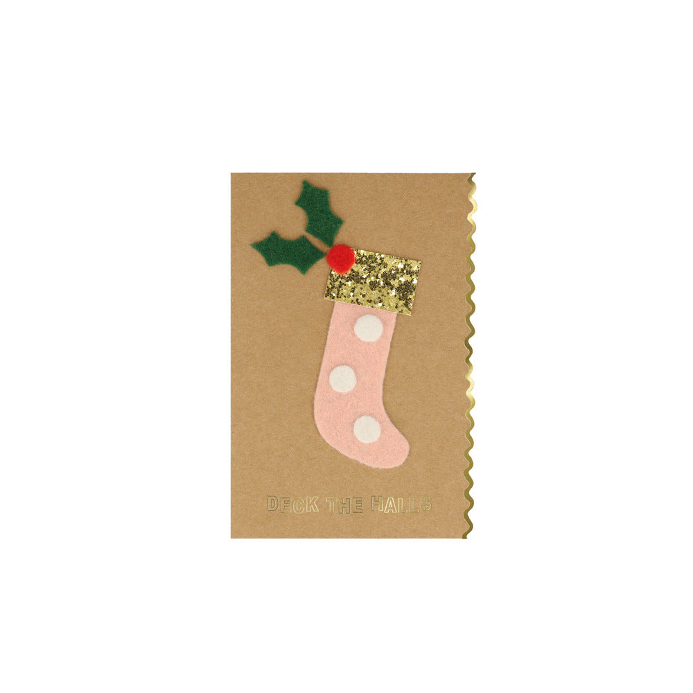 Kit para tarjetas de Navidad con stickers de fieltro (8 tarjetas)