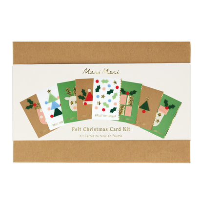 Kit para tarjetas de Navidad con stickers de fieltro (8 tarjetas)