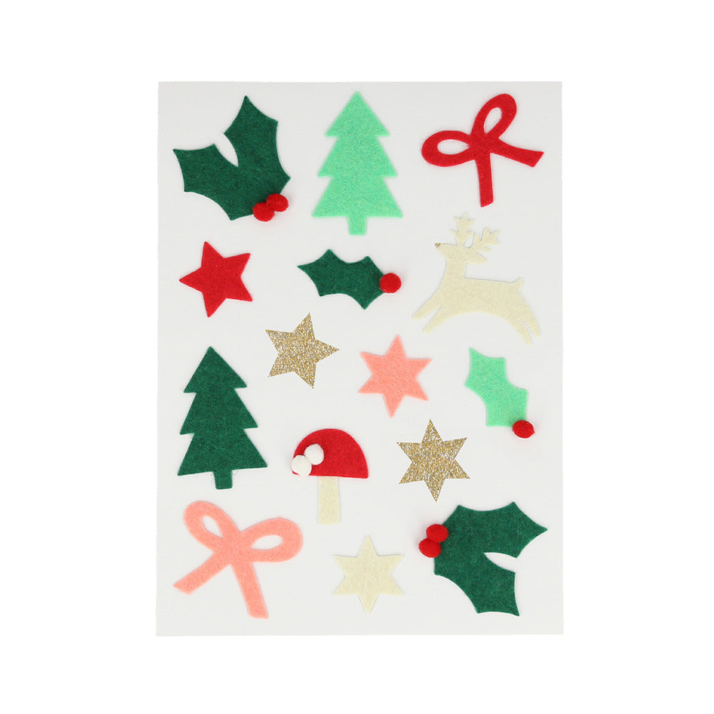 Hojas de stickers - íconos de Navidad de fieltro (4 hojas)