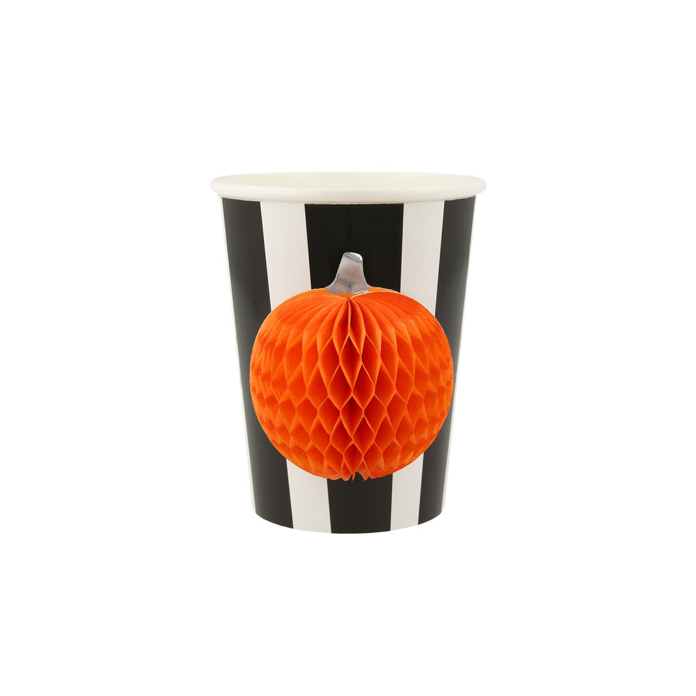 Vasos de Halloween con figuras de honeycomb balls