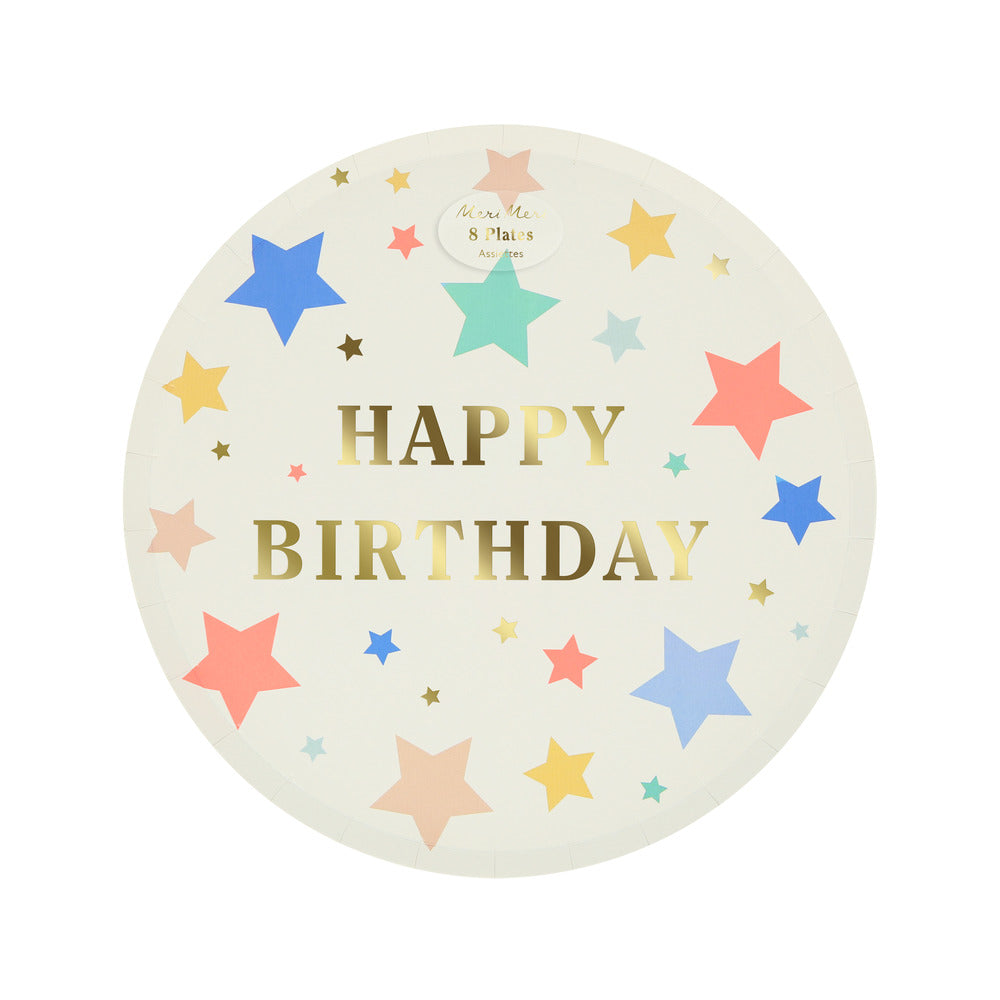 Platos estrellas y Happy Birthday - medianos