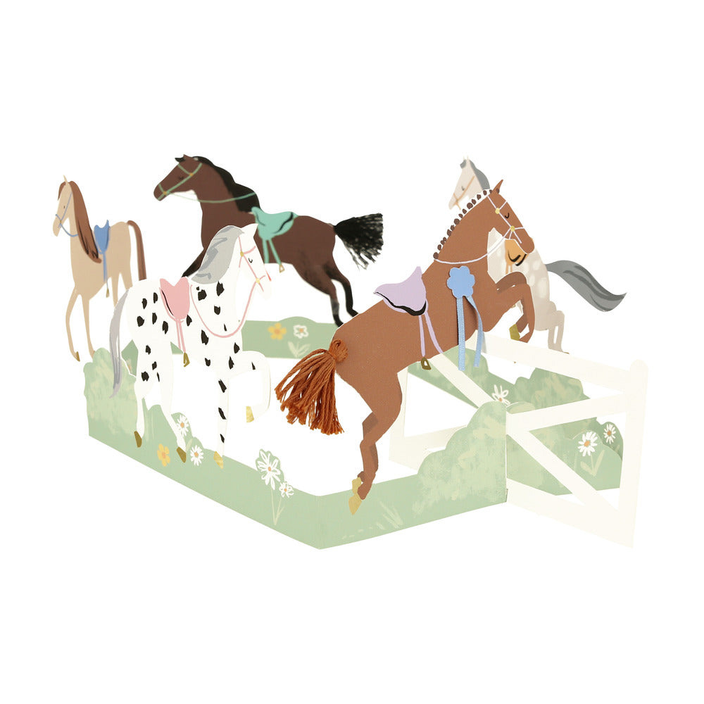 Tarjeta - acordeón caballos (happy birthday)