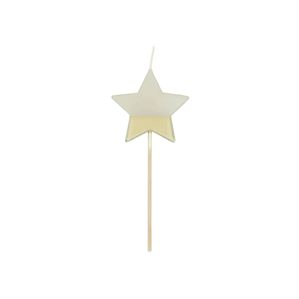 Vela estrella - blanca con base dorada