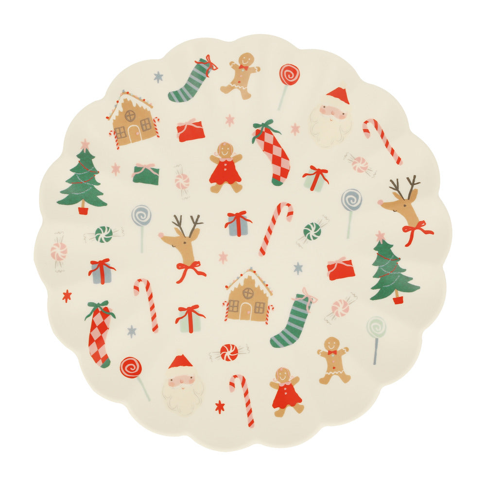 Plato de melamina Navidad alegre - grande (24.8 cm)